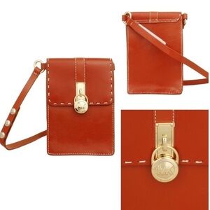 Michael Kors Ladies Hamilton Lock Leather Belt Bag Gold Hardware